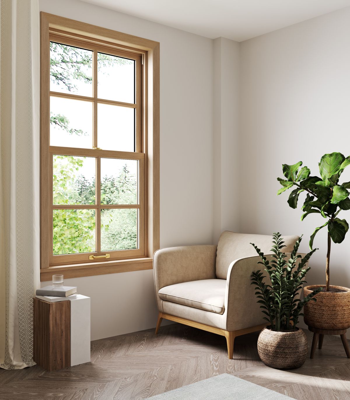 A room with windows that have argon gas.